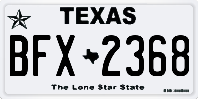 TX license plate BFX2368