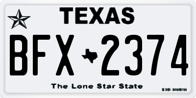 TX license plate BFX2374