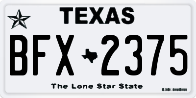 TX license plate BFX2375