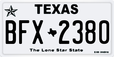 TX license plate BFX2380