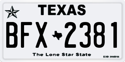 TX license plate BFX2381