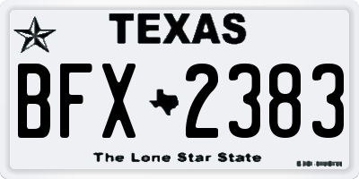 TX license plate BFX2383