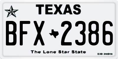 TX license plate BFX2386