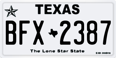 TX license plate BFX2387