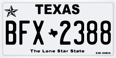 TX license plate BFX2388