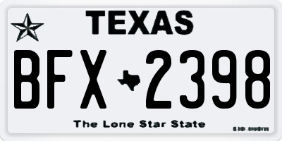 TX license plate BFX2398