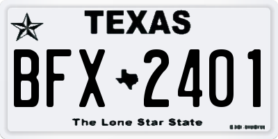 TX license plate BFX2401