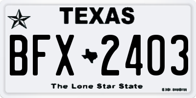 TX license plate BFX2403
