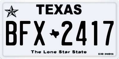 TX license plate BFX2417
