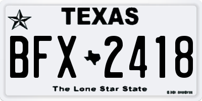 TX license plate BFX2418