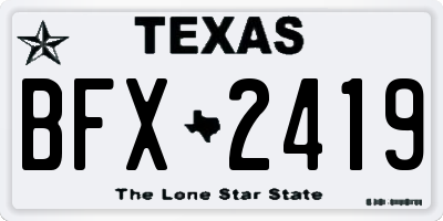 TX license plate BFX2419