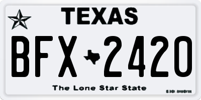 TX license plate BFX2420