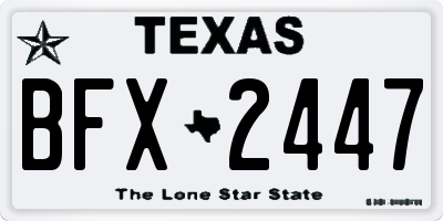 TX license plate BFX2447