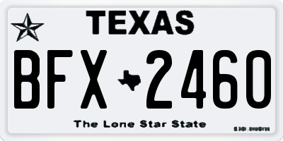 TX license plate BFX2460