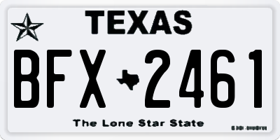 TX license plate BFX2461