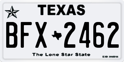TX license plate BFX2462