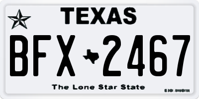 TX license plate BFX2467