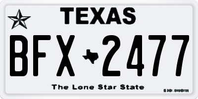 TX license plate BFX2477
