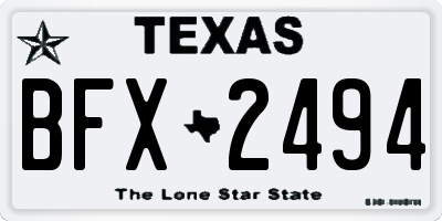 TX license plate BFX2494