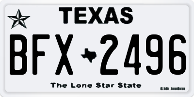 TX license plate BFX2496