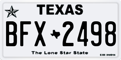 TX license plate BFX2498