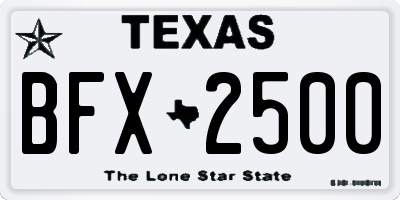 TX license plate BFX2500