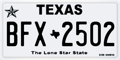 TX license plate BFX2502