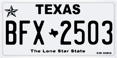 TX license plate BFX2503