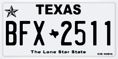 TX license plate BFX2511
