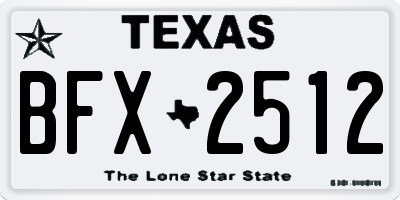 TX license plate BFX2512