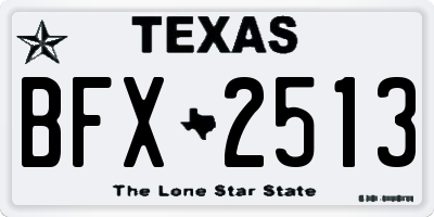 TX license plate BFX2513