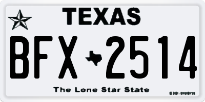 TX license plate BFX2514