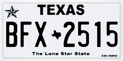 TX license plate BFX2515
