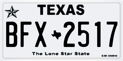 TX license plate BFX2517