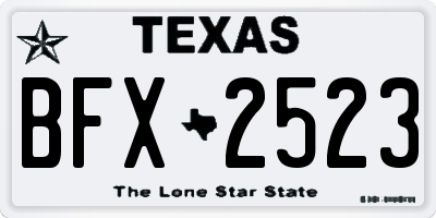 TX license plate BFX2523