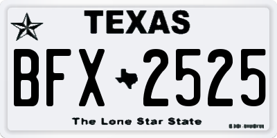 TX license plate BFX2525