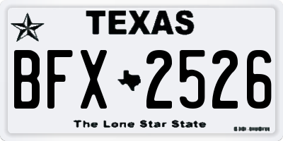 TX license plate BFX2526