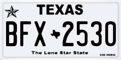 TX license plate BFX2530