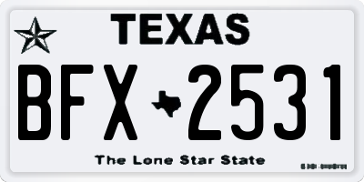 TX license plate BFX2531
