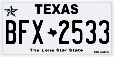 TX license plate BFX2533