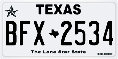 TX license plate BFX2534