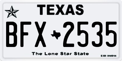 TX license plate BFX2535