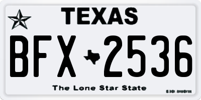 TX license plate BFX2536