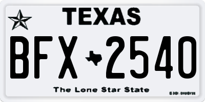 TX license plate BFX2540