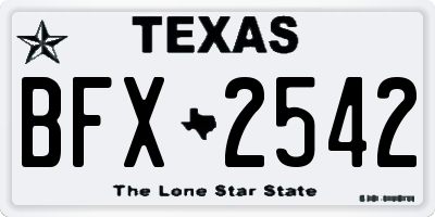 TX license plate BFX2542