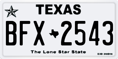 TX license plate BFX2543