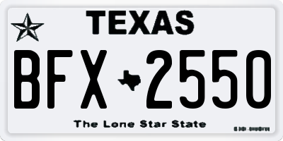 TX license plate BFX2550