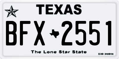 TX license plate BFX2551