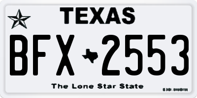 TX license plate BFX2553