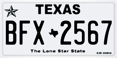 TX license plate BFX2567